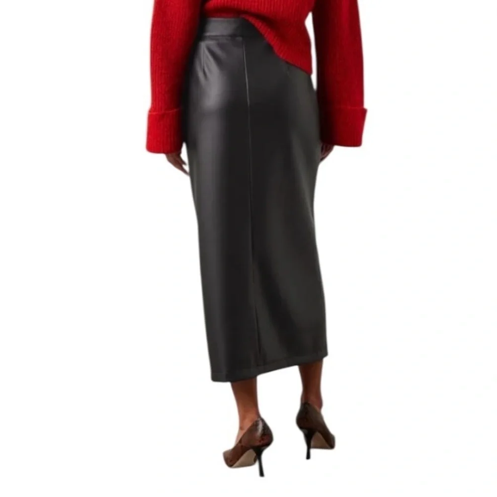 Ashley Park Faux Leather Midi Skirt Size 2 Small